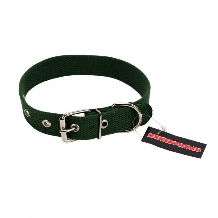 Пухнастики брезентовый ошейник для собак 25 мм, 49 см  (зеленый) L