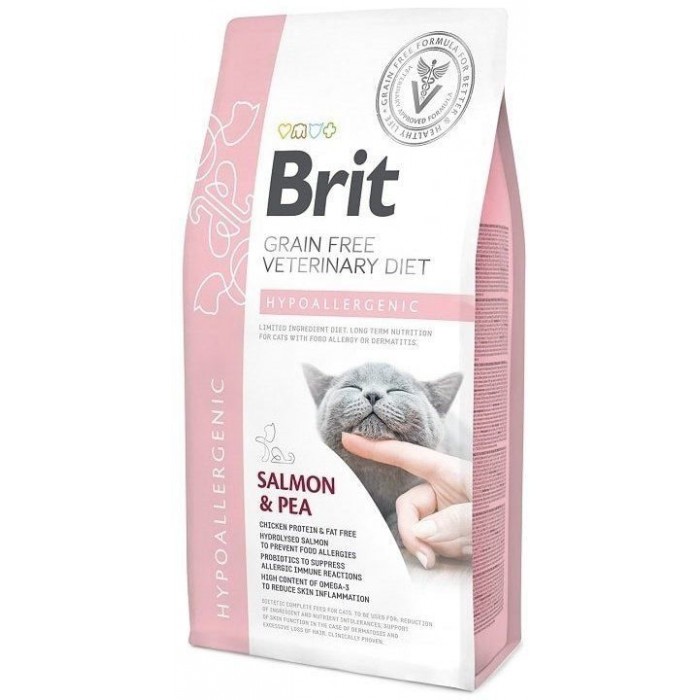 Brit GF Veterinary Diets Cat Hypoallergenic з лососем і горохом для котів 2 kg
