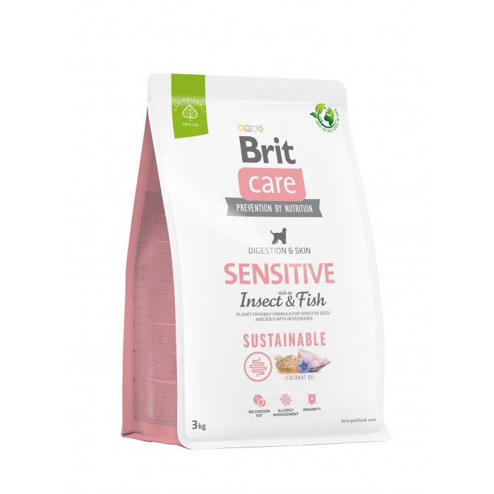 Brit Care Dog Sustainable Sensitive корм для собак с чувствительным пищеварением с рыбой и насекомыми 3 кг