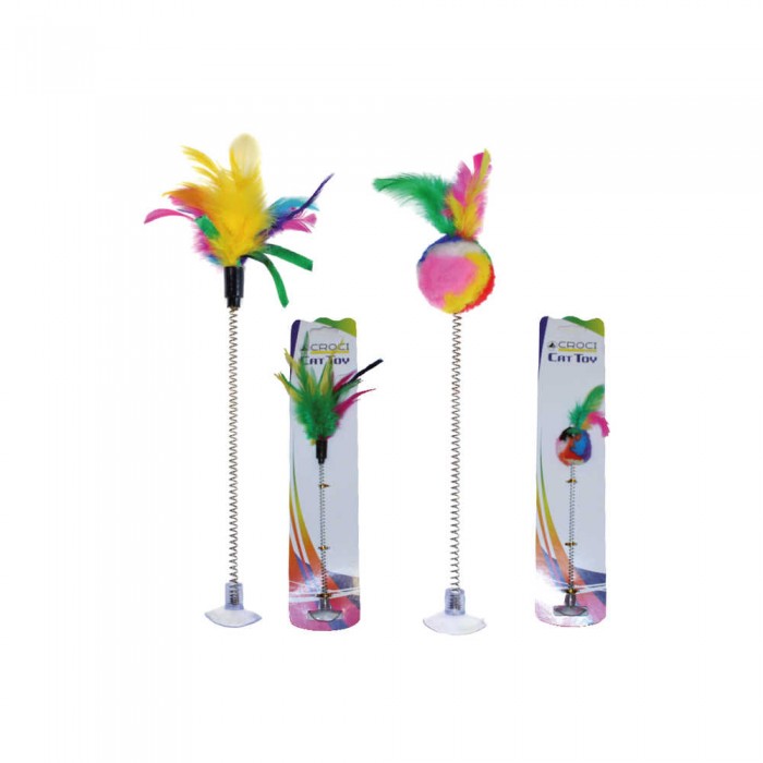 Croci игрушка Дразнилка на присоске с перьями для кошек 29 см