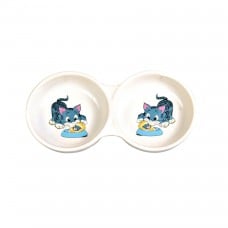 Trixie керамическая миска для котов двойная 0,15 л/11 см