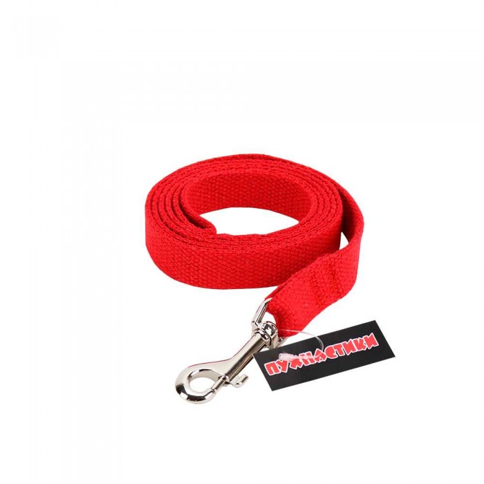 Пухнастики брезентовый поводок для собак М (красный) 1,2 м