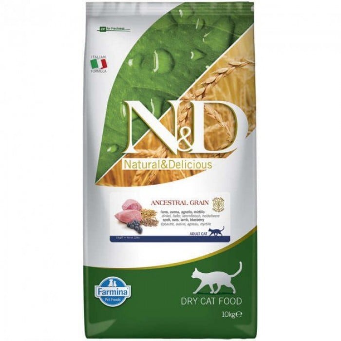 Farmina N&D низкозерновой сухой корм  для взрослых кошек с ягнёнком и черникой 0,3 кг
