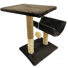 Пухнастики когтеточка для котов с полкой и полутуннелем (джут) шоколад с бежевым 30×38×50 см