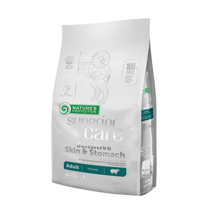 Nature's Protection Superior Care Sensitive Skin & Stomach Lamb Adult All Breeds сухой корм для собак 1,5кг