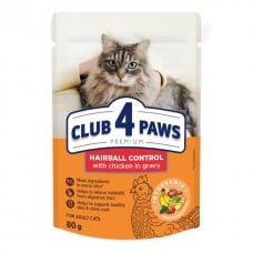Club 4 Paws Premium Нairball Control влажный корм для кошек с курицей в соусе 80г*24шт