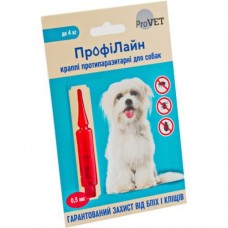 ProVet ПрофиЛайн противопаразитарные капли для собак до 4кг от блох и клещей (1 пипетка 0,5мл)