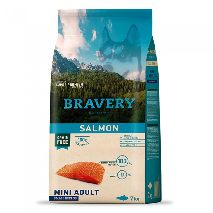 Bravery Salmon Mini Adult сухой корм для собак малых пород с лососем 7 кг