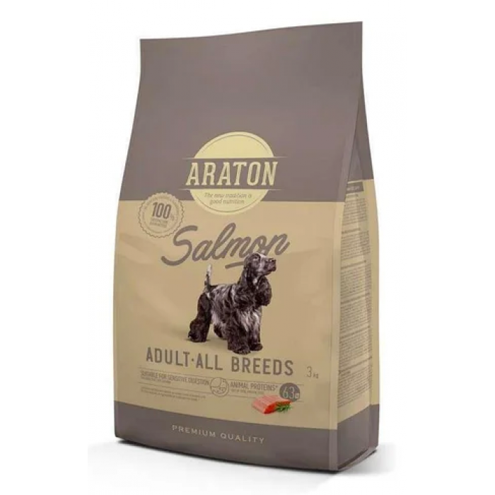 ARATON SALMON Adult All Breeds сухой корм для взрослых собак всех пород с лососем 3 кг
