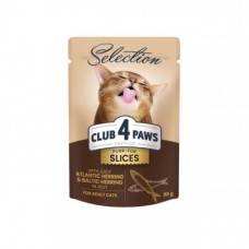 Club 4 Paws Plus Selection влажный корм для котов с сельдью и салакой в желе 80г*24шт