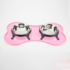 AGILITY двойная металлическая миска на подставке для кошек (розовая) 2x400 мл