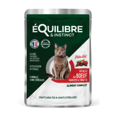 Equilibre & Instinct влажный корм для стерилизованных кошек с говядиной, фасолью и томатами в соусе 85г*12 шт