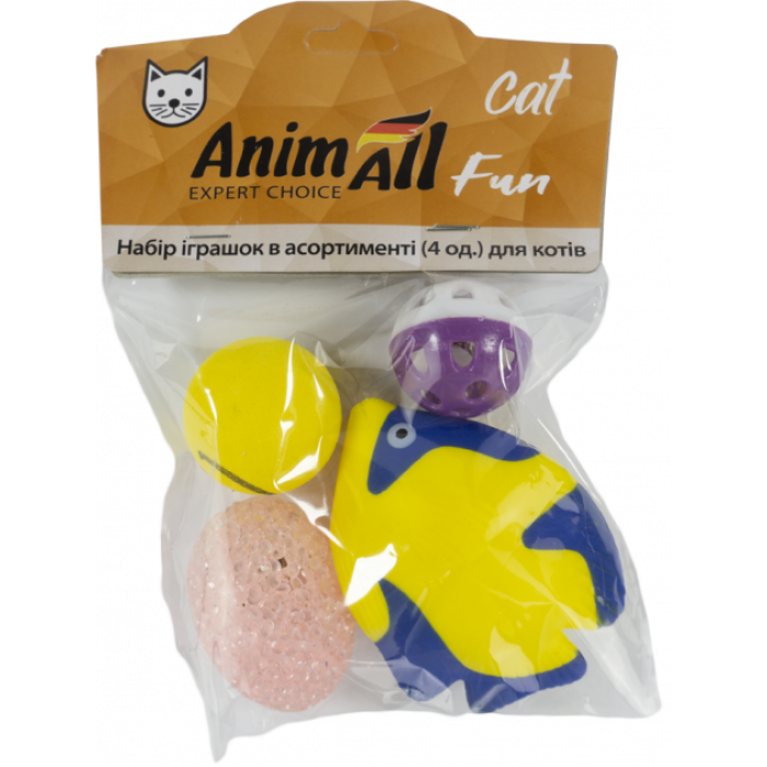AnimAll Fun Cat VP056 набір м'ячиків з рибкою для котів  4 шт (в асортименті)