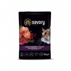 Savory Sterilised Cat Pouch with Lamb & Cranberry in Gravy вологий корм для стерилізованих котів 85 г