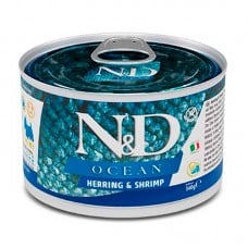 Farmina N&D Ocean Grain Free Dog Adult Mini Herring & Shrimp для собак малых пород c сельдью и креветками 140 г