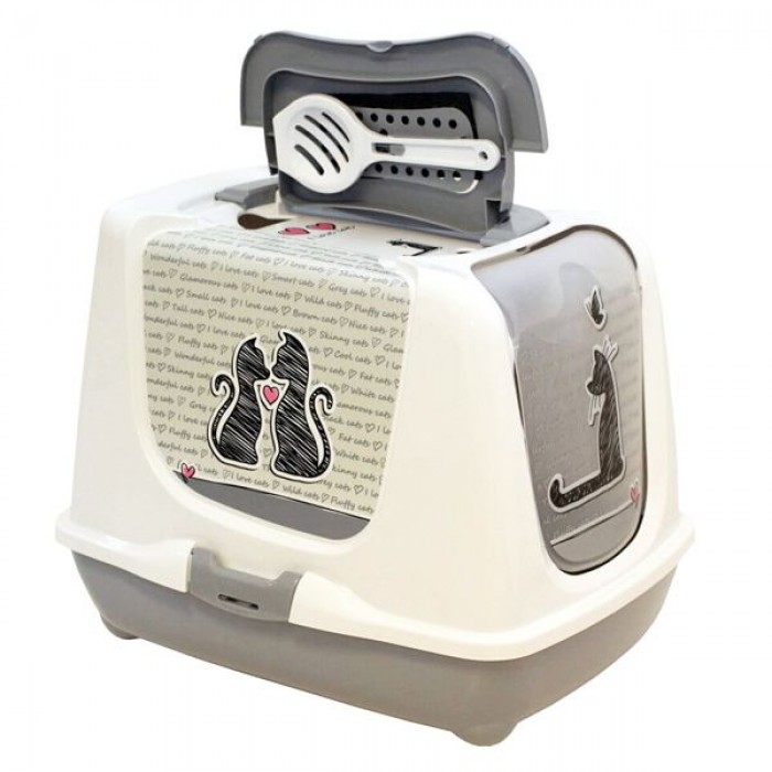 Moderna Trendy Cat Cats in Love закритий туалет для котів (світло-сірий) 