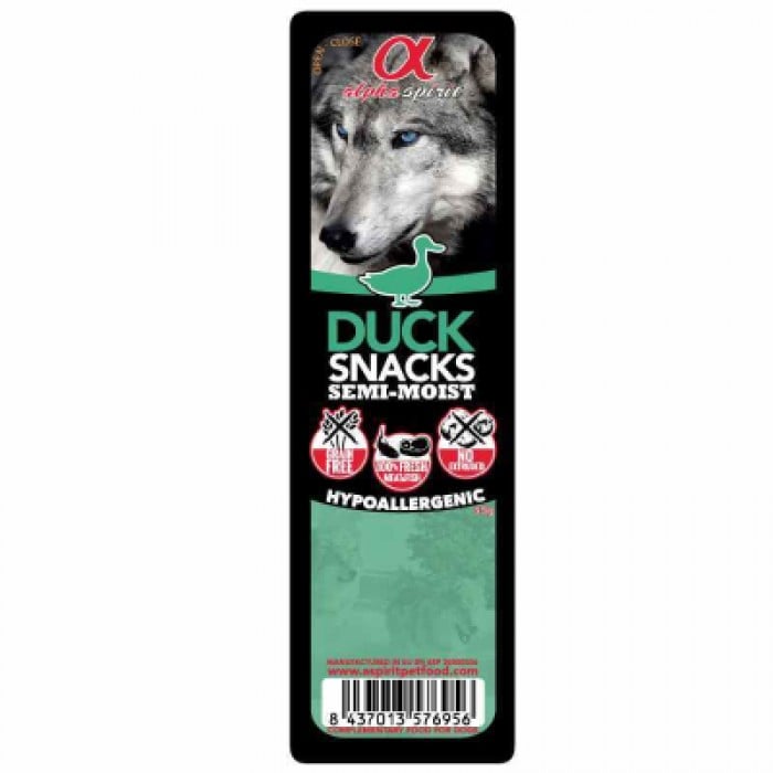 Alpha Spirit Dog Snacks Duck напіввологі ласощі для собак з качки 35г (кубики)