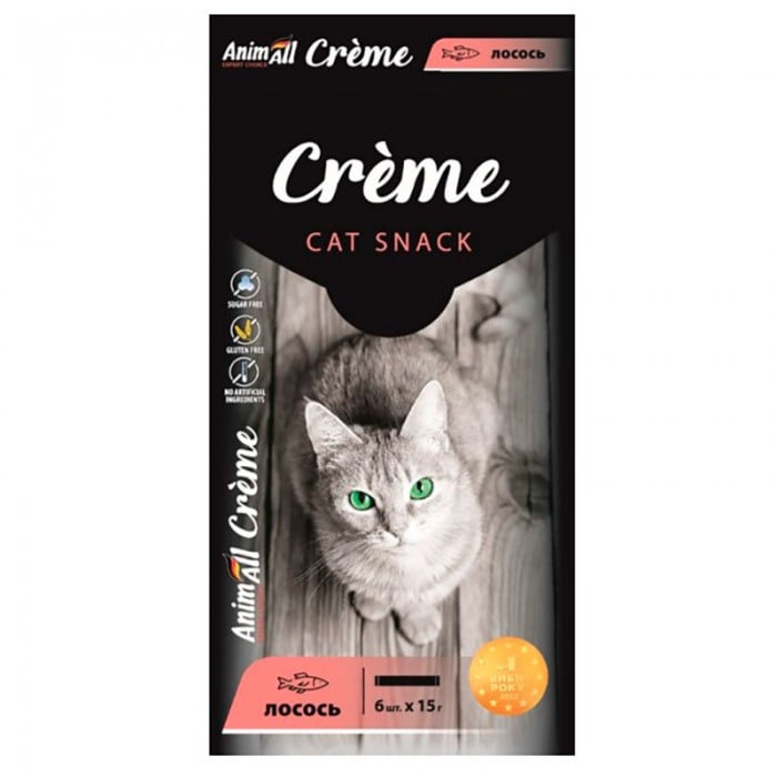 AnimAll Сreme лакомства со вкусом лосося для котов 6×15 г