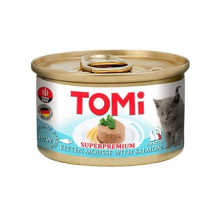 TOMI FOR KITTEN WITH SALMON мусс с отличным сочетанием мяса и рыбы для котят 85г*12шт