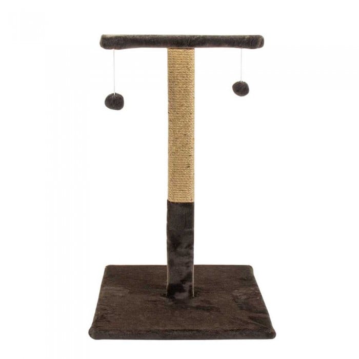 Пухнастики когтеточка для котов большой столбик с полкой (джут) шоколад 72×45 см