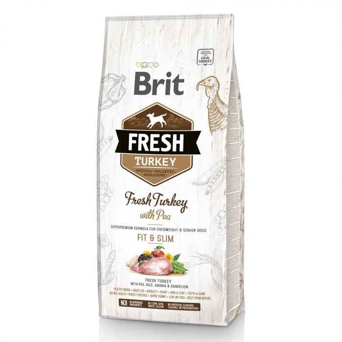 Brit Fresh Turkey with Pea Light Fit & Slim Adult с индейкой и горошком 12 kg