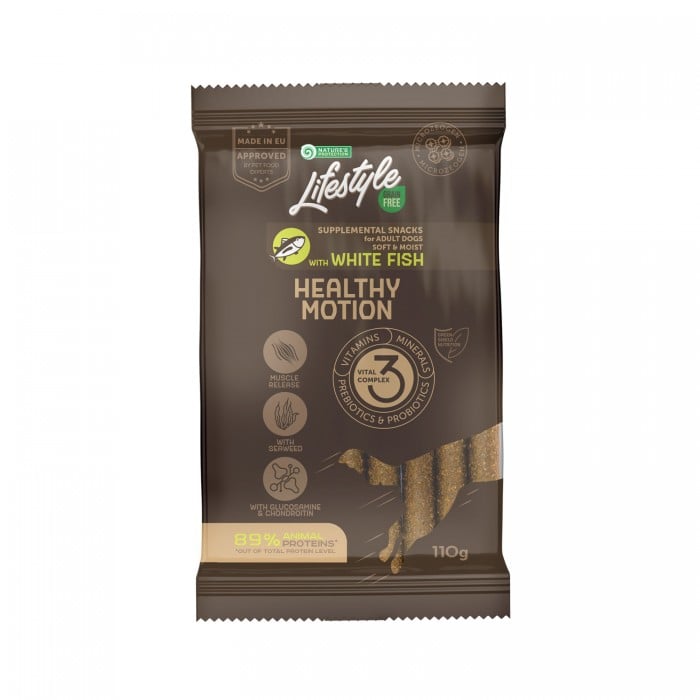 Nature's Protection Lifestyle Grain Free White fish Healthy Motion лакомство для собак с белой рыбой 110 г* 6шт.