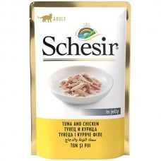 Schesir Tuna and Chicken вологий корм для дорослих котів з тунцем та курячим філе в желе 85 г