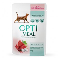 Optimeal Adult Cats влажный корм для котов с телятиной в клюквенном соусе 85 г