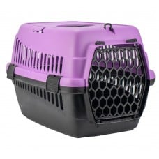 AGILITY Plast пластиковая переноска для кошек и собак до 12 кг (черно-лавандовая) 39х55х36,5 см