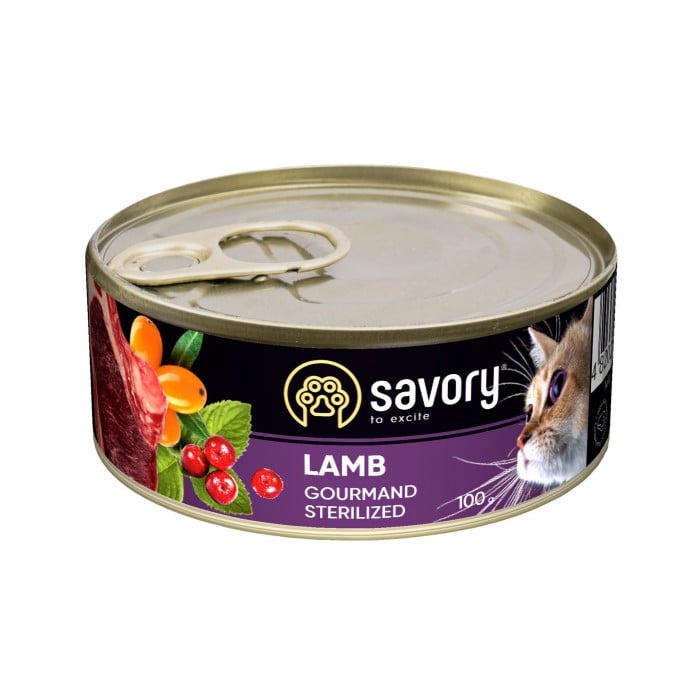 Savory Cat Can Adult Sterilised ягненок 100g