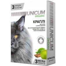 Unicum ORGANIC капли на натуральной основе для отпугивания блох и клещей для кошек (3 пип.)