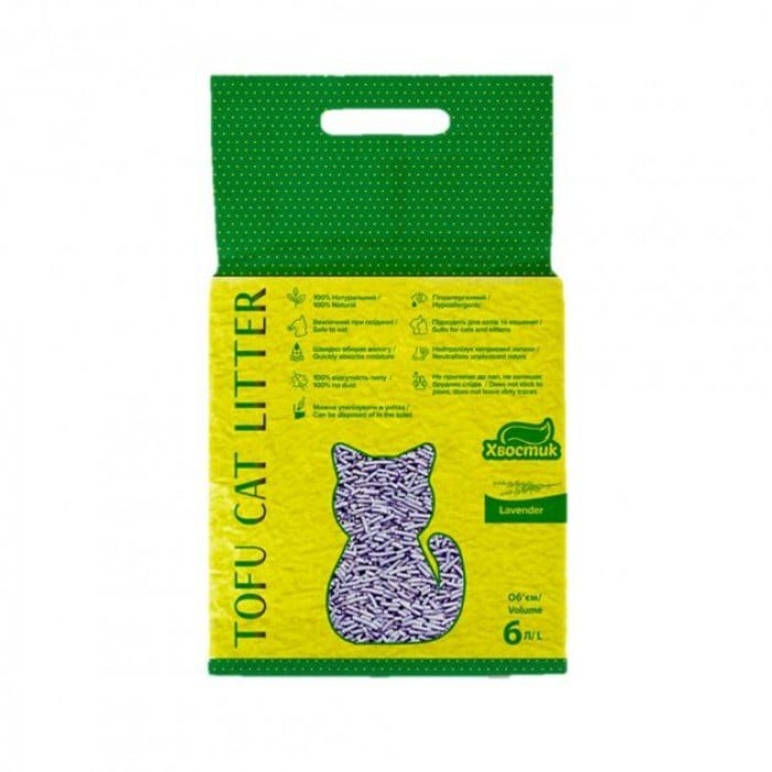 Tofu Cat Litter Lavender соевый наполнитель Тофу Хвостик для кошек с ароматом лаванды 6 л