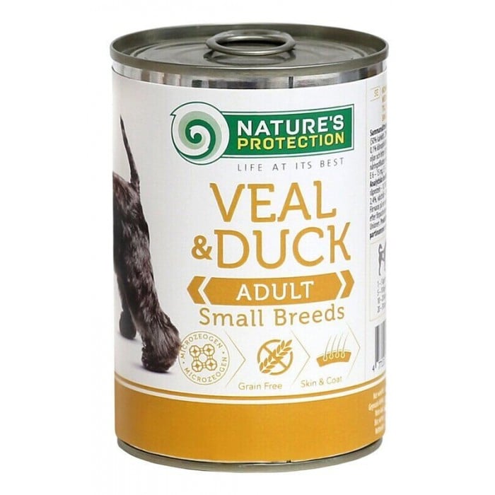Nature's Protection Adult Small Breed Veal & Duck для собак малых пород с телятиной и уткой 400 г*6шт.