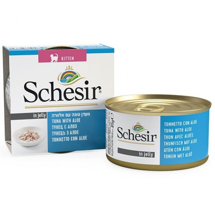 Schesir Kitten Tuna with Aloe влажный корм для котят с тунцом и алое в желе 85 г