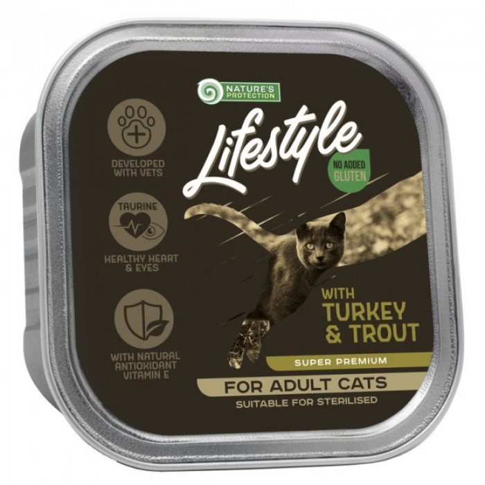 Nature's Protection Lifestyle Adult with Turkey & Trout для стерилізованих котів з індичкою та фореллю 85 г*12шт