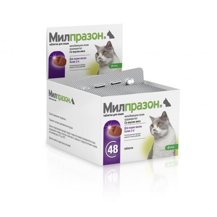 Милпразон таблетки от глистов для кошек более 2 кг