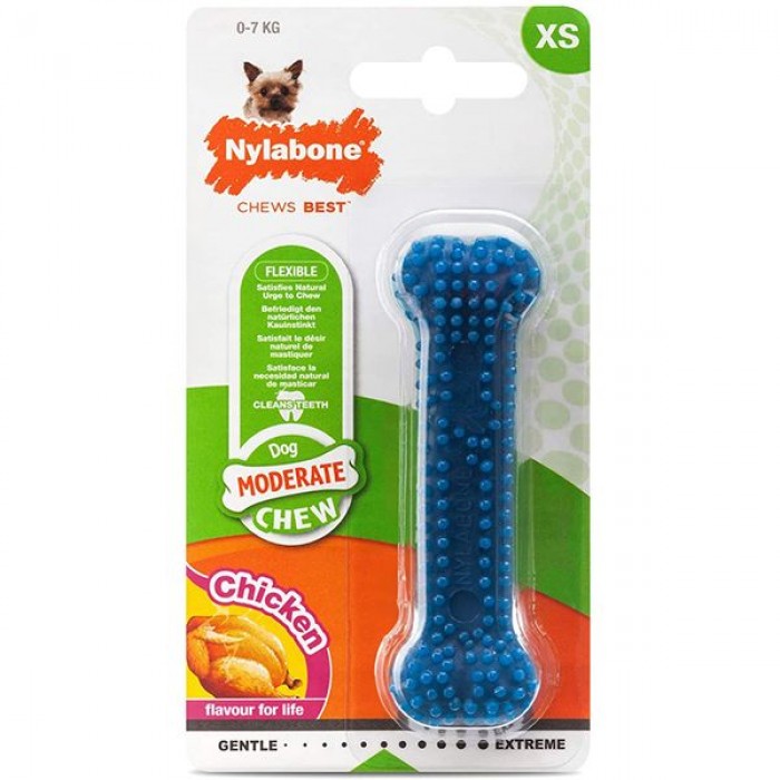 Nylabone Moderate Chew Dental Bone игрушка кость для собак мини пород с ароматом курицы 9,5см