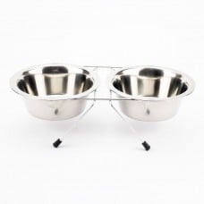 AGILITY двойная металлическая миска на подставке из нержавеющей стали для собак 2x750 мл