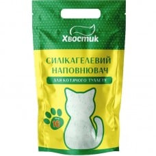 Хвостик силикагелевый наполнитель для кошек с зелеными гранулами мелкая фракция без аромата 10 л