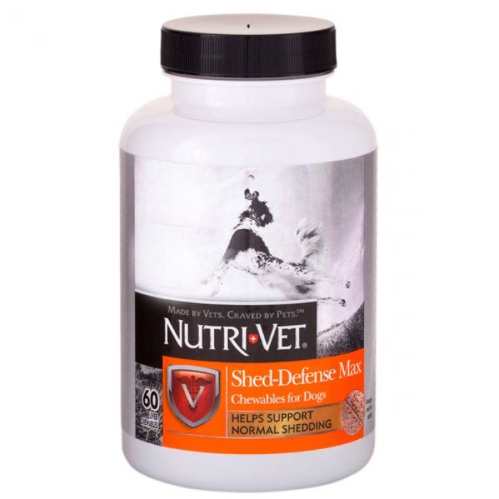 Nutri-Vet Shed-Defense Max комплекс для кожи и шерсти собак с Омега-3, Омега-6 (60 табл.)