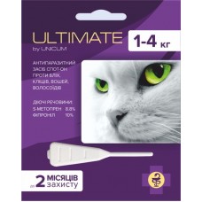 Unicum ULTIMATE капли от блох, клещей, вшей и власоедов для кошек 1- 4 кг. (0,6 мл)