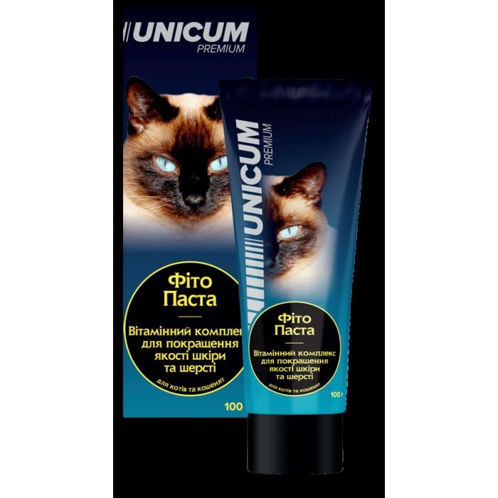 Unicum фітопаста комплекс для поліпшення стану шерсті та шкіри у котів та кошенят 100г.