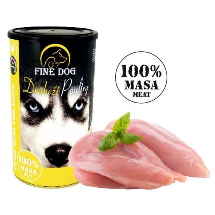 Fine Dog консерва с мясом птицы для собак 100% мяса 200г
