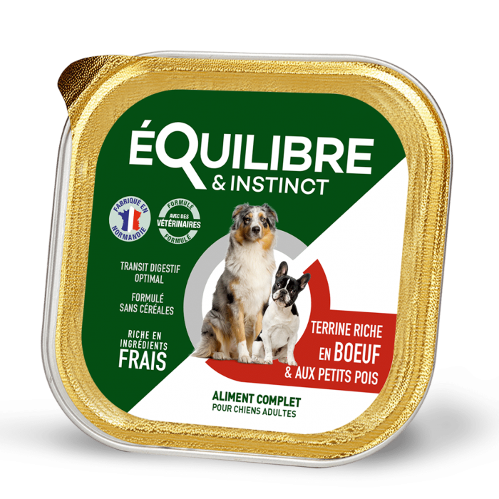 Equilibre & Instinct паштет для взрослых собак с говядиной и зеленым горошком 300г*9шт