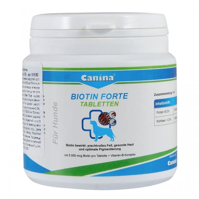 Canina Biotin forte витамины для здоровой шерсти и кожи собак 100 г/30 таб.