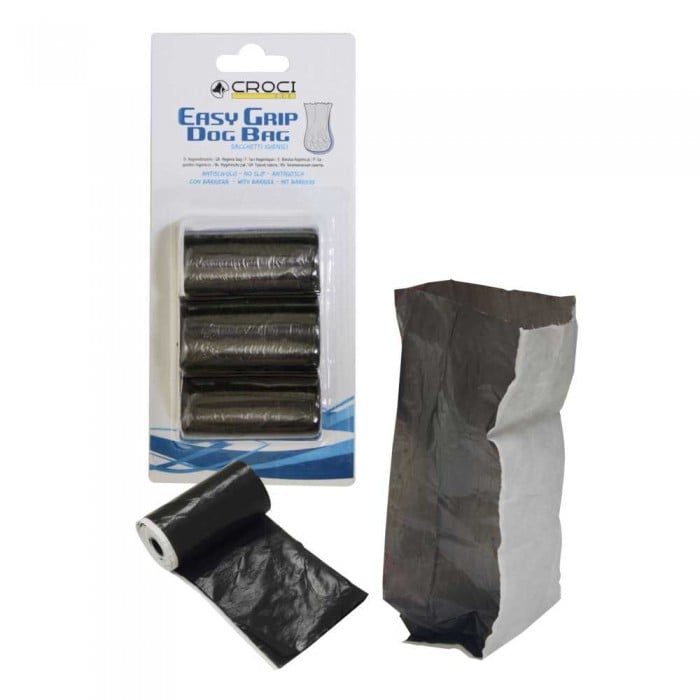 Croci Easy Grip Dog Bag плотные пакеты для уборки за собаками (черные) 3 рулона х 10 шт.