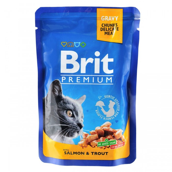 Brit Premium Cat pouch лосось и форель 100г*24шт