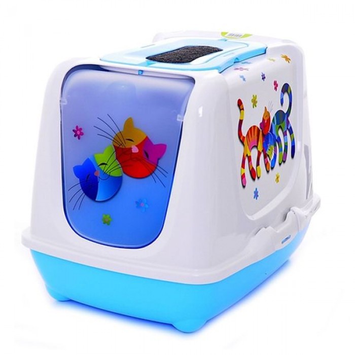 Moderna Trendy Cat Friends Forever закрытый туалет для котов (голубой)