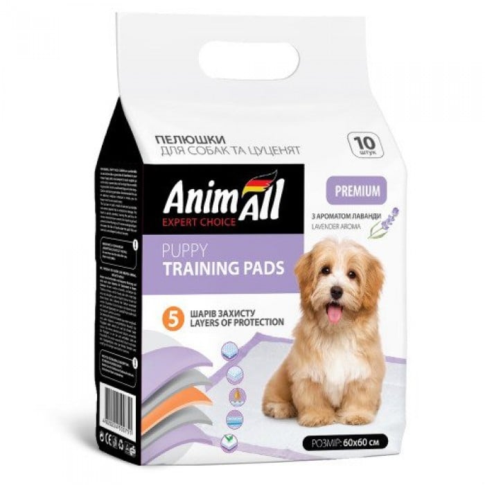AnimAll Puppy Training Pads пеленки для собак и щенков с ароматом лаванды 60×60 см 10 шт
