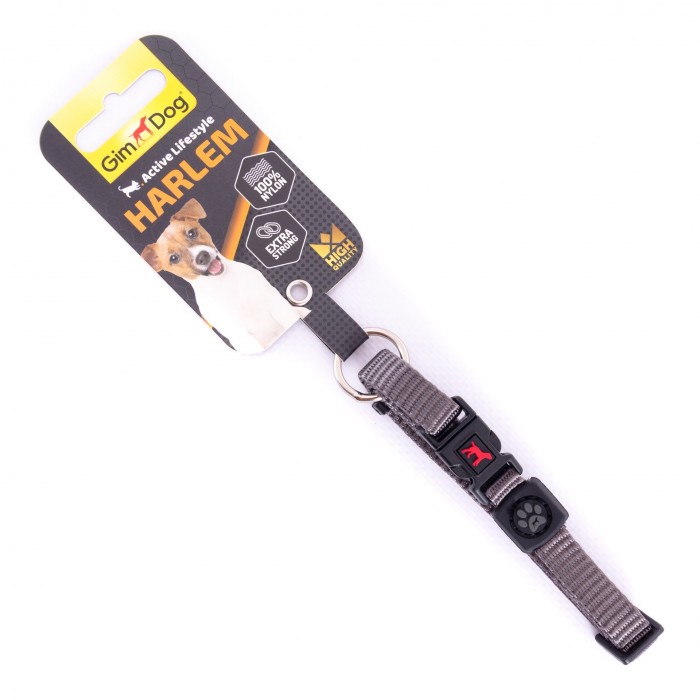 GimDog Harlem нашийник з нейлону для собак міні та середніх порід (сірий) S-M